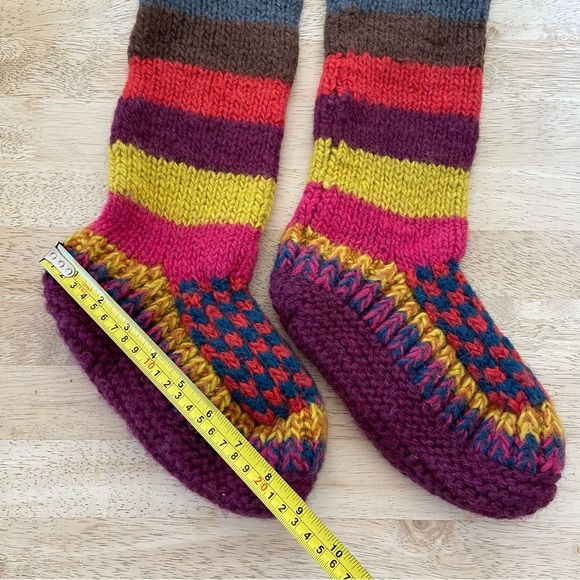 New Colourful Heavy Knit Wool Slippers Women’s Size 6-7 - Picture 5 of 5